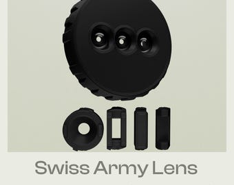 Swiss Army Lens for Sony E-Mount (full frame only) | 5-in-1 modular lens | 3D Wiggle Effect, Disposable Camera Look and more