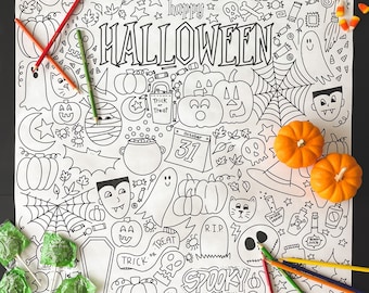 Hoja grande para colorear de Halloween