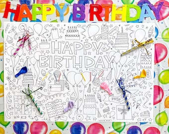 Hoja para colorear de feliz cumpleaños