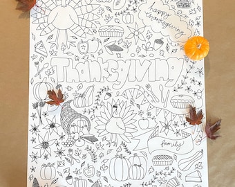 Hoja grande para colorear de acción de gracias