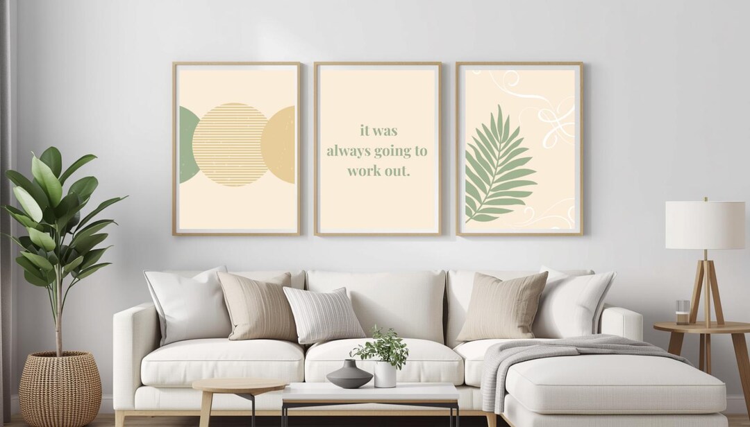 Neutral Wall Art Set of 3 | Minimalist Beige Decor | Boho Living Room ...