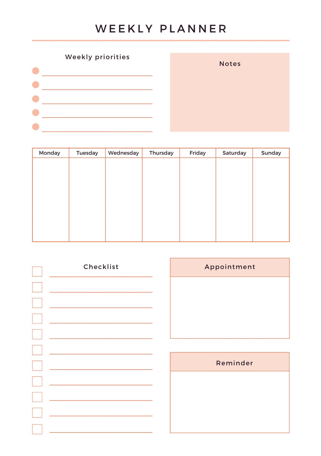 Weekly Professional Planner Etsy
