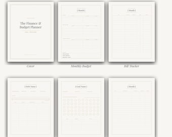 Editorial Finance Planner | Minimalist Budget, Debt, Savings Tracker (PDF)