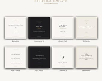 Luxury Instagram Post Templates | Ivory, Charcoal, Gold Brand Kit (Digital Download)