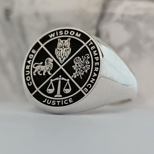 Stoic Rings,Justice Wisdom Temperance Courage Ring, Justice Wisdom Ring ,Custom stoic necklace,Cardinal Virtues Necklace,Wisdom Necklace