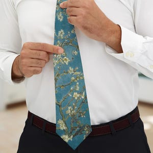Almond Blossom Van Gogh Tie, Fine Art Famous Painting Tie Gift, Unique Artsy Novelty Mens Neck Tie Gift
