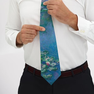 Monet Water Lilies Tie, Claude Monet Art Painting Neck Tie Gift, Impressionist Painting Art Aesthetic Tie