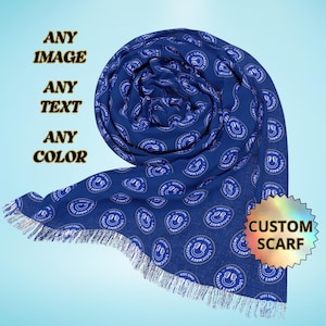 Custom Logo Picture Text Scarf, Personalized Scarf Gift