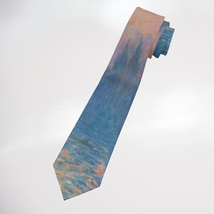 Monet Houses of Parliament Sunset Tie, Claude Monet Art Painting Neck Tie Gift
