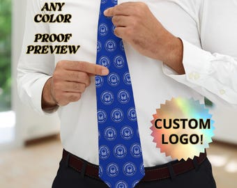 Custom Logo Tie Personalized Photo Company or Business Logo Necktie Corporate Branding Office Employee Gift Custom Color Options