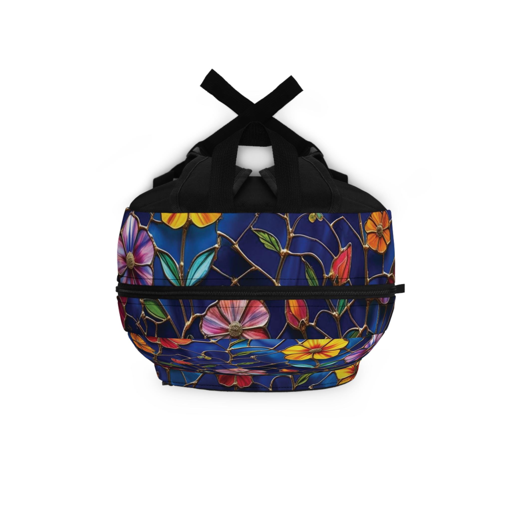 Stained Glass Wildflower Backpack, Floral Garden School Bag  display picture 3