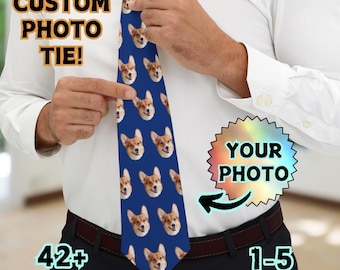 Custom Pet Tie, Personalized Photo Tie, Custom Face Tie Gift, Dog Face Tie, Cat Face Tie, Dog Lover Gift, Faces on Tie, Fun Necktie Gift