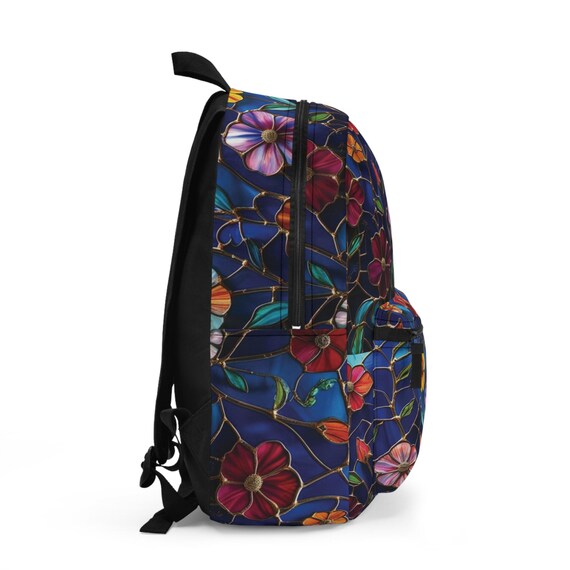 Stained Glass Wildflower Backpack, Floral Garden School Bag  display picture 1