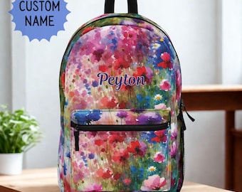 Stained Glass Wildflower Backpack, Floral Garden School Bag  display picture 1