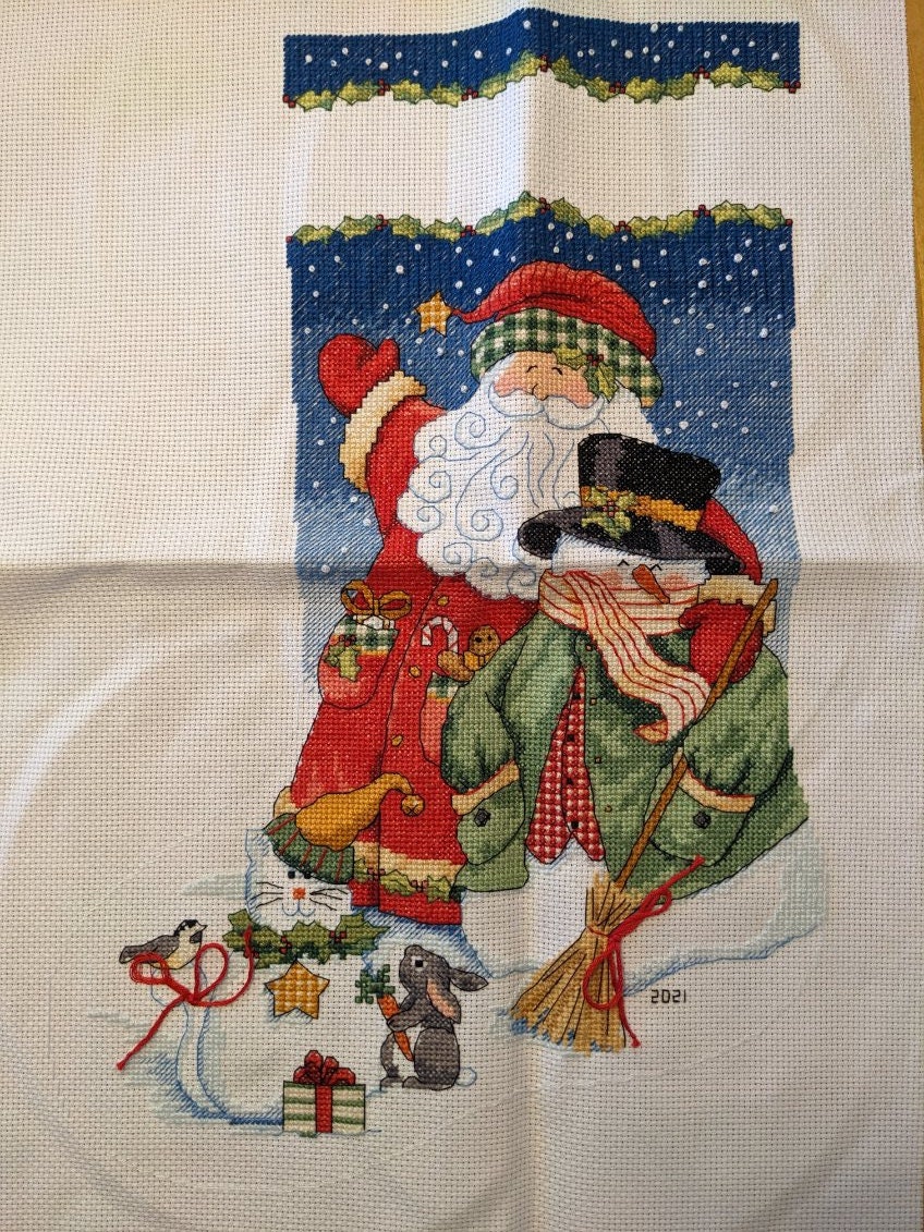 We Three Kings Completed Cross Stitch Christmas Stocking: Handcrafted  Elegance