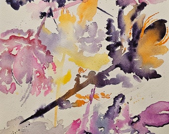 Floral Abstract Original Watercolor Painting (unframed)