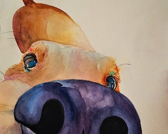 Dog Nose Original Watercolor Painting (unframed)