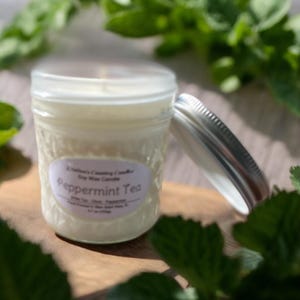 Soy wax candle/Peppermint candle/seasonal scents/gifts/holiday candle/natural soy wax/handmade/mint scented candle/home decor/cotton wick