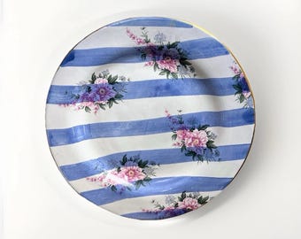 Vintage Morning Glory by Mackenzie-Childs 11.25” Blue Stripe Dinner Plate 1994