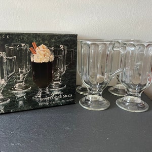 Indiana Glass Elegance Irish Coffee Mugs • Set of 4 | Made in Cincinnati, OH | New In Box