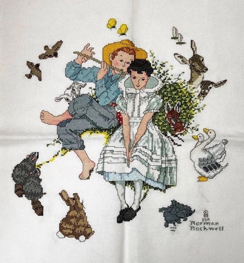 Vintage 1992 Finished Norman Rockwell Cross Stitch “sweet Song so Young ...