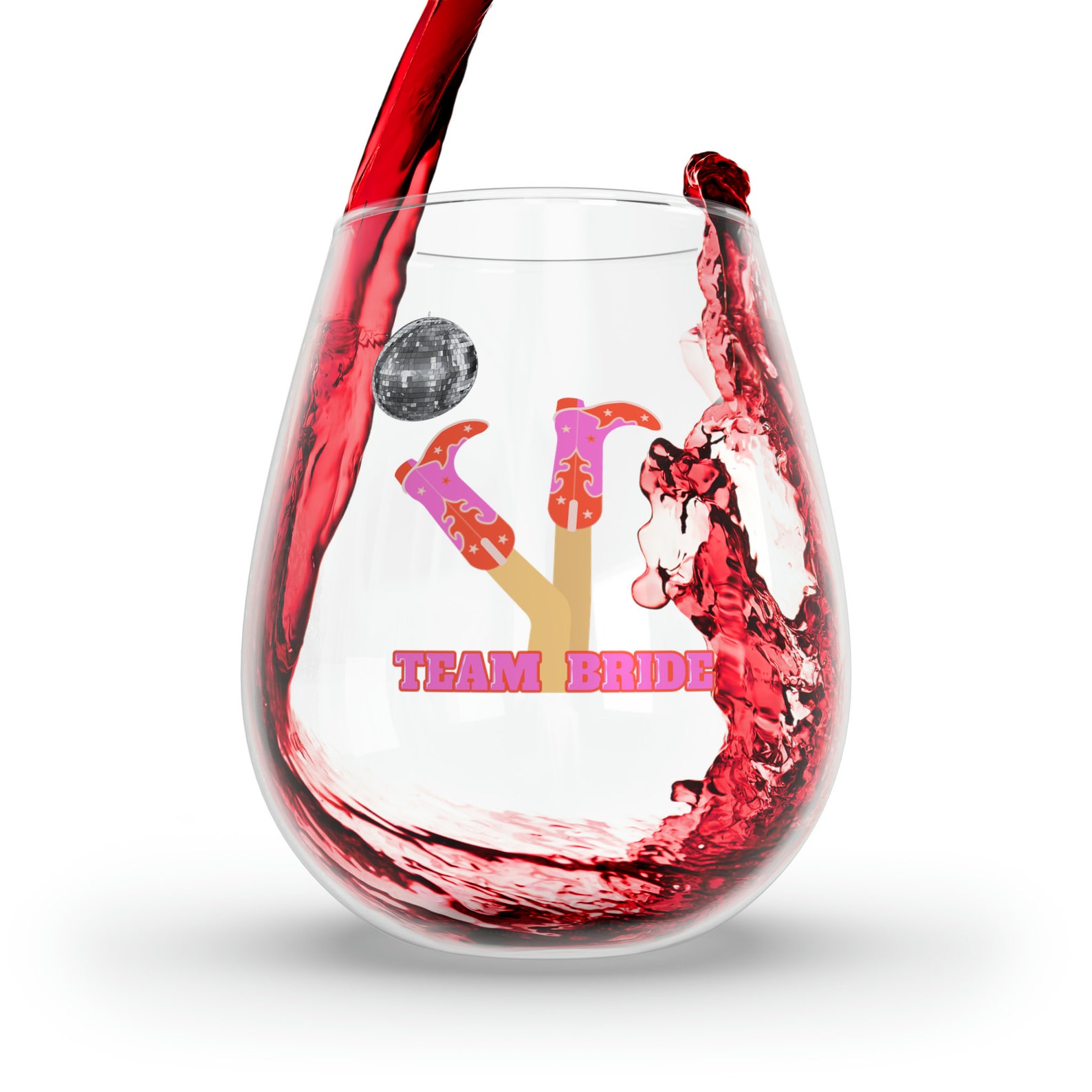Team Bride Stemless Wine Glass, 11.75oz, Bachelorette Party Glass, Gift ...