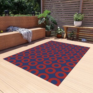 Phish Donut Outdoor Rug | Red Donut Pattern | Multiple Sizes