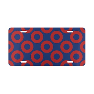 Phish Vanity Plate | Fishman Red Donut Pattern | Blue Red License Plate
