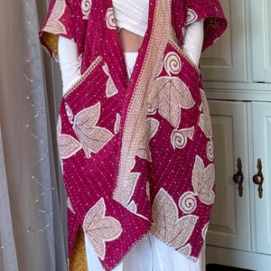 Boho Kimono - Wendbarer Kantha Kimono - Übergroßer Wrap Duster - Fließendes Schichtstück