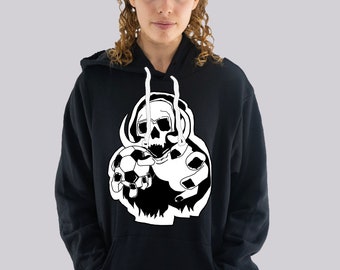 Sudadera con capucha de fútbol con estampado de balón de fútbol y segador.