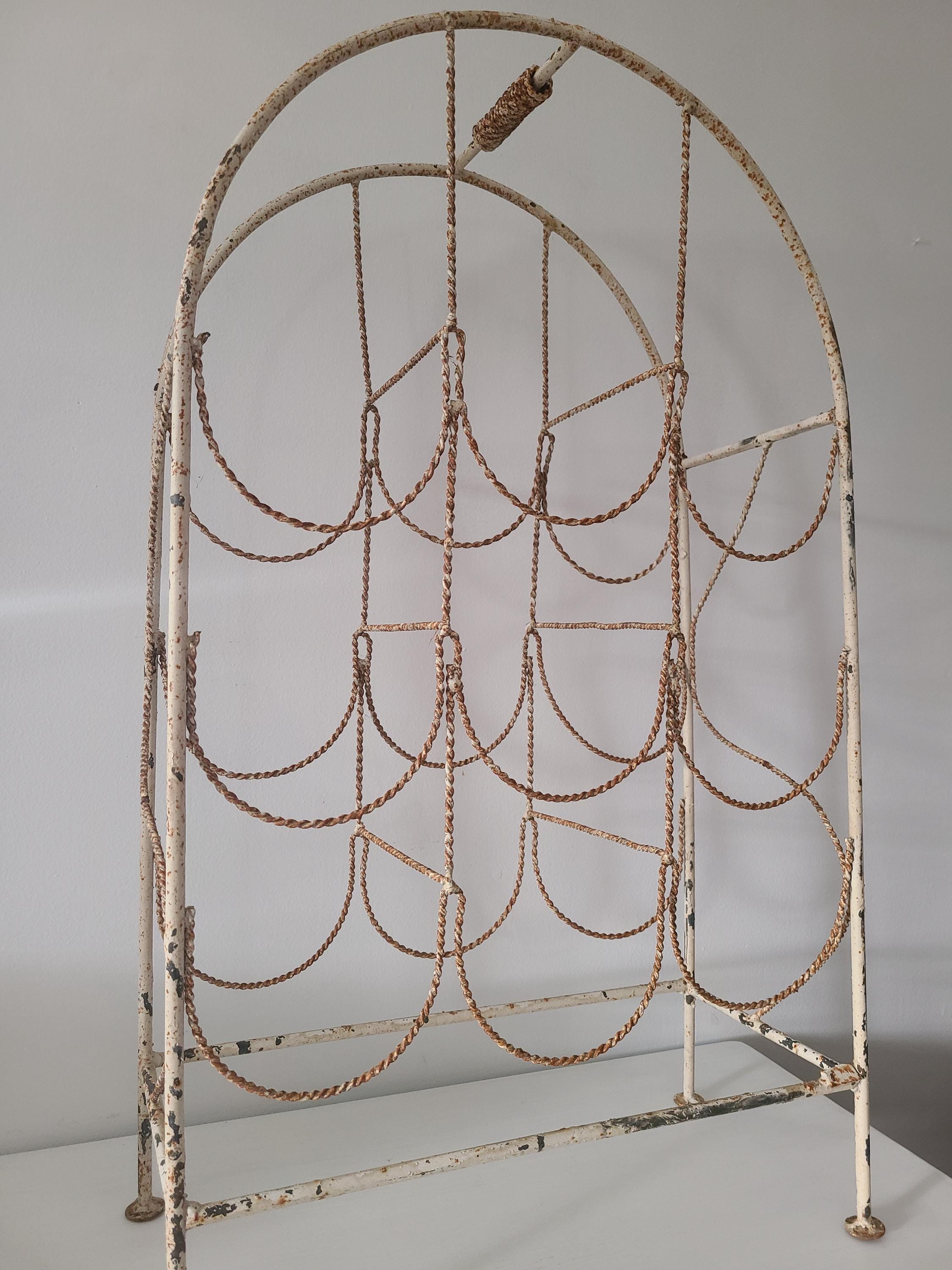 Throw Dem Racks Vintage Wrought Iron Arched Towel & Throw Rack — Chippy White Mexican ...