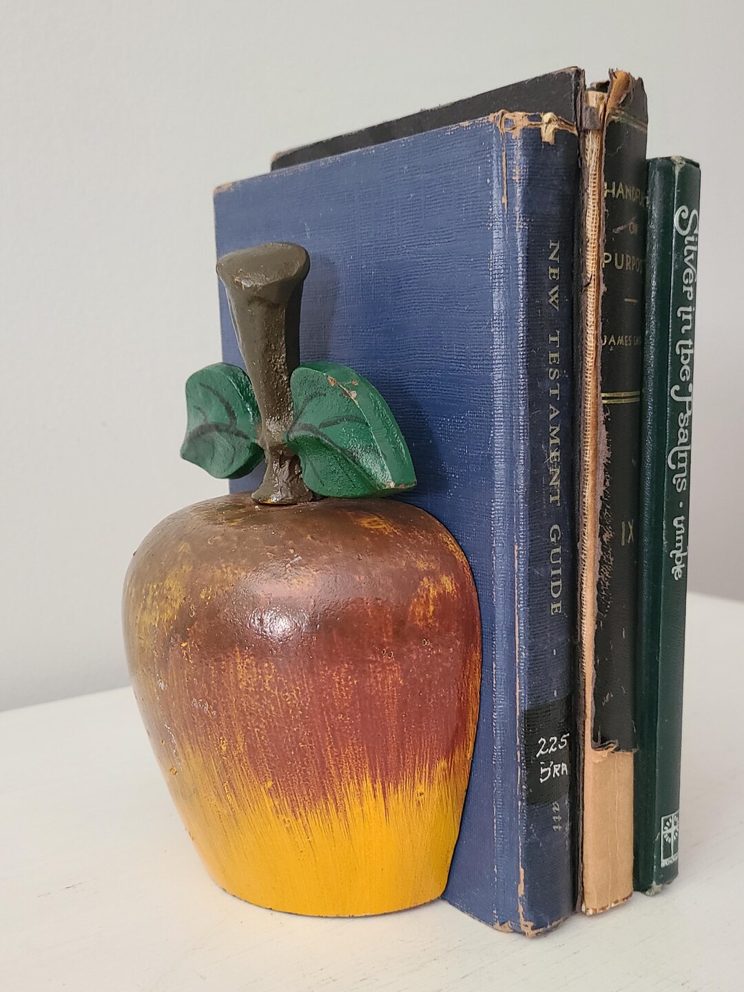 Vintage Cast Metal Apple Bookends, Mid Century Sculptural Decor, Heavy ...