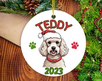 Pudel - Personalisierte Haustier Verzierung - Individuelle Hunde Weihnachtsverzierung - Haustier Erinnerungsverzierung - Katzen Weihnachtsverzierung - Haustier Name Geschenk