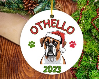 Boxer - Personalized Pet Ornament - Custom Dog Christmas Ornament - Pet Memorial Ornament - Cat Christmas Ornament - Pet Name Gift