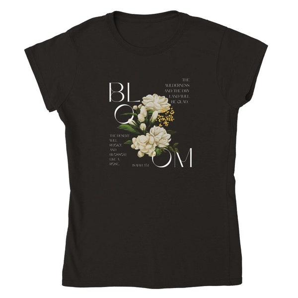 Damen-T-Shirt "Bloom" Schwarz, ( Isaiah), Faith, Glaube