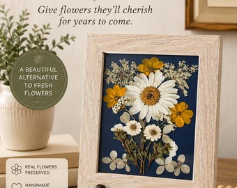 Pressed Flower Bouquet Frame 5x7 | Floral Keepsake Wall Art