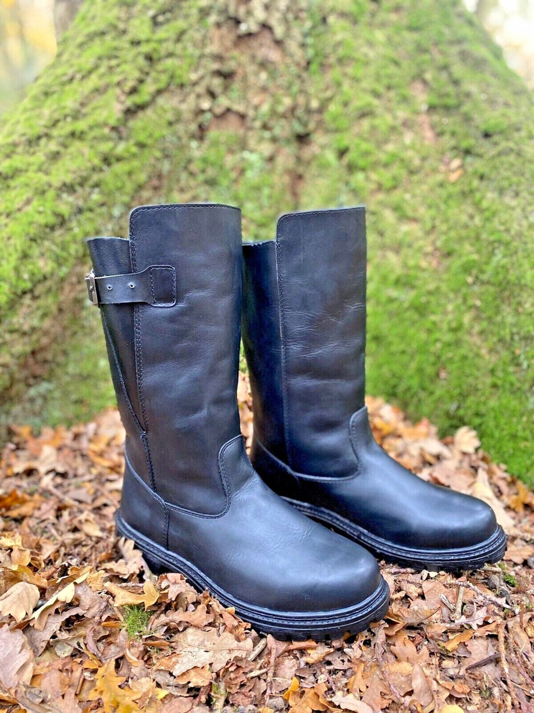 mid-calf-leather-boots-round-toe-low-heel-boots-horseback-riding