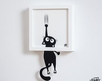 Black Cat, white frame, mini-painting, fun, inspiring, think bigger!