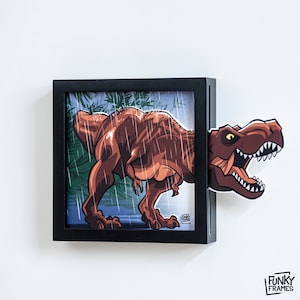 The T-Rex, black frame, mini-painting, fun, inspiring, think bigger!