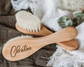 Brosses à cheveux personnalisées pour bébé graver le nom du nourrisson en bois pour nouveau-né brosse à cheveux peigne brosse naissance/baptême/anniversaire cadeaux de baby shower