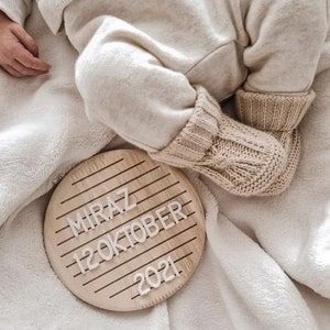 Quadro de mensagens e cartas para bebês, decoração de berçário e quarto infantil, quadro circular de letras, displays de madeira para mensagens de bebês