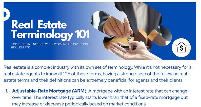 105 Real Estate Definitions & Terminology for Agents and their Clients image 1