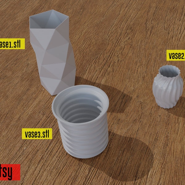 3 Pack STL Vases for 3D Print ***Commercial Allowed***