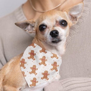 Gingerbread Dog Bandana, Holiday Pet Bandana, Pet Christmas Bandana, Dog Neckwear, Xmas Dog Bandana, Cute Dog Accessories, Cat Winter Scarf