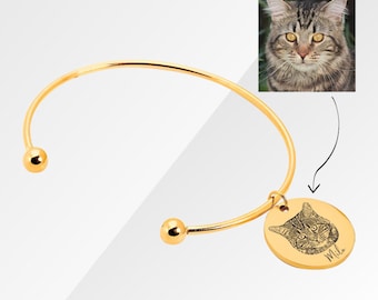 Custom Cat Bracelet, Pet Photo Charm, Cat Bereavement Gifts, Pet Loss Bracelets, Personalized Cat Loss Gift, Cat Bracelet, Pet Name Jewelry