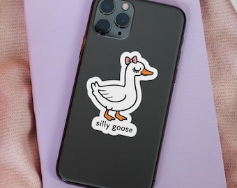 Silly Goose Sticker, Funny Goose Stickers, Funny Laptop Decals, Duck Stickers, Cute Goose Sticker, Vinyl Sticker For Water Bottle