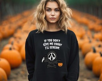 Scream Sweatshirt With Ghost Face Sweatshirt Cute Saying Halloween Sweatshirt