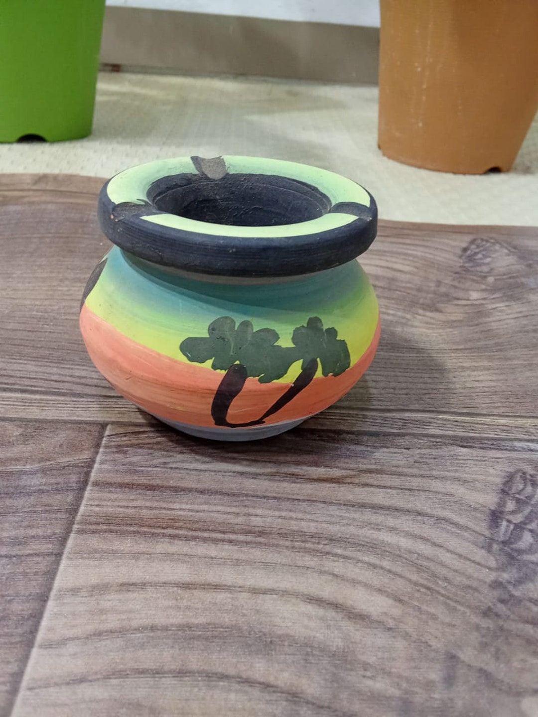 Petit Cendrier Rond En Argile Fait Main - Gris - Fabrication Allemande