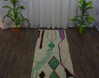 Magnifiques tapis Beni Ourain personnalisés de salon - Tapis berbère - Incroyable tapis multicolore - Tapis fait main en laine - Tapis berbère 8,62 x 5,11 pi