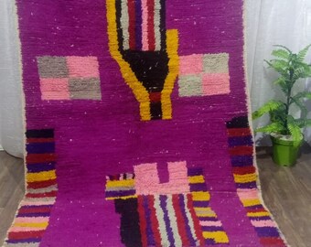 Magnifique tapis Beni Ourain, tapis marocain rose, tapis en laine vert, tapis fait main sur mesure, tapis berbère coloré, tapis berbère marocain capitonné